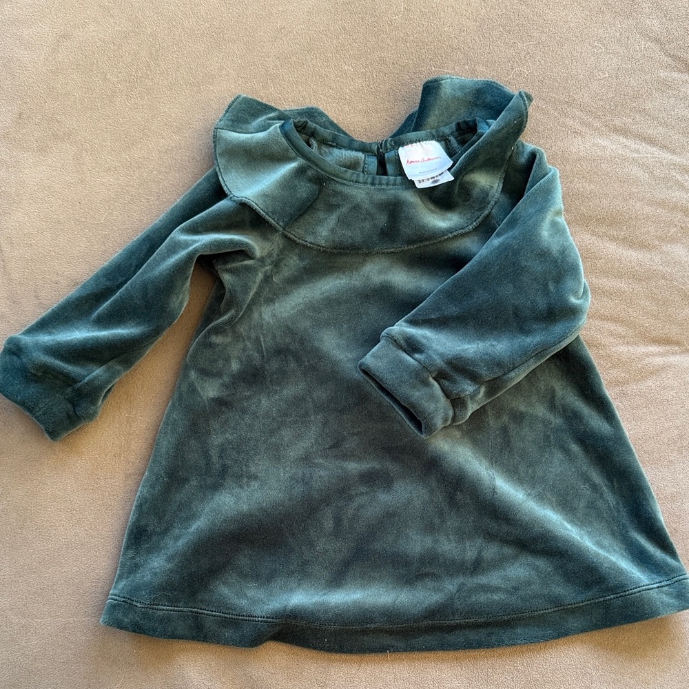 Hanna Andersson Green Velvet Kids Formal Dress